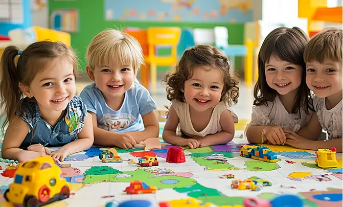 Children playing together in a daycare
